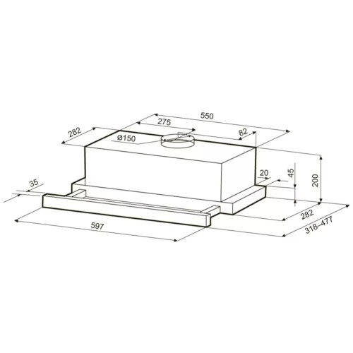 Встраиваемая вытяжка KRONA KAMILLA T SENSOR MAX 600 White