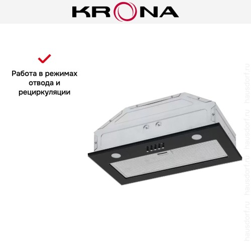 Встраиваемая вытяжка Krona KATE 600 GLASS BLACK PB