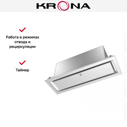 Встраиваемая вытяжка KRONA SELINA 900 GLASS white S