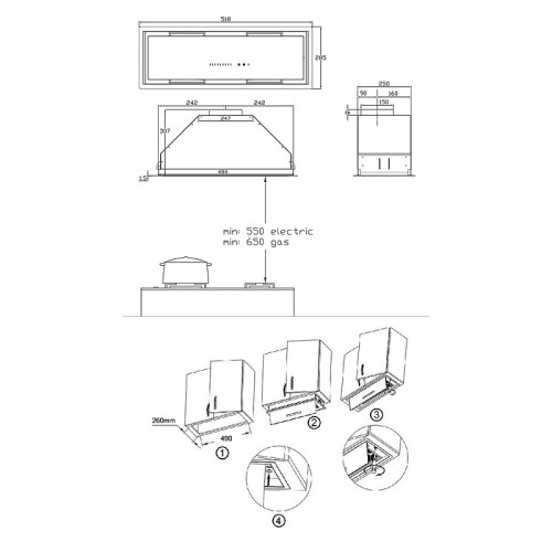 Полновстраиваемая вытяжка Korting KHI 6997 GN