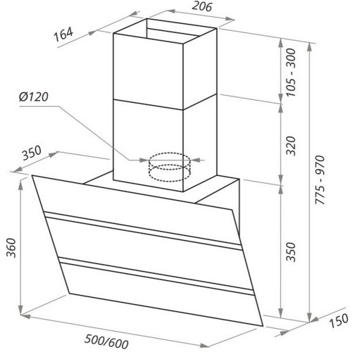 Кухонная вытяжка MAUNFELD Bridge 60 нержавеющая сталь\черное стекло