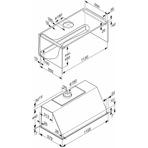 Встраиваемая вытяжка Miele DAR1155 для плиты Range Cooker