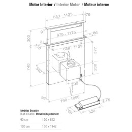 Встраиваемая в столешницу вытяжка Pando E-320/120 IX-CR.TOUCH V.2000