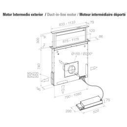 Встраиваемая в столешницу вытяжка Pando E-320/120 IX-CR.TOUCH V.950 SEC