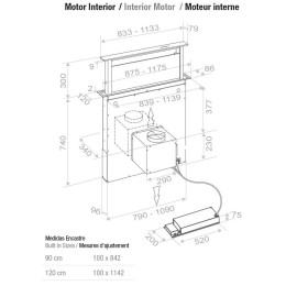 Встраиваемая в столешницу вытяжка Pando E-320/120 INOX V.950 SEC