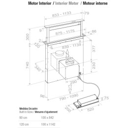 Встраиваемая в столешницу вытяжка Pando E-320/90 INOX V.950 SEC