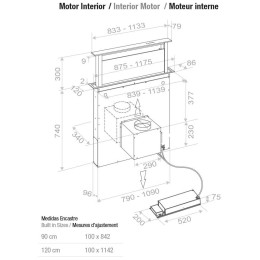 Встраиваемая в столешницу вытяжка Pando E-320/90 IX-CR.TOUCH V.1200