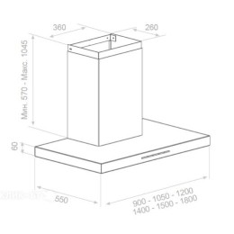 Настенная вытяжка Pando P-861/90 IX 1050 SEC PLUS