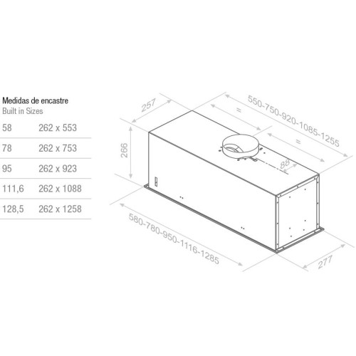 Встраиваемая вытяжка Pando EVO/580.11 INOX V.850 SEC