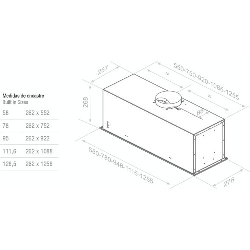 Встраиваемая вытяжка Pando EVO/580 INOX V.1050 ECO PLUS