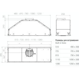Встраиваемая вытяжка Pando GTI/510 NEGRO V.1050 ECO SEC PLUS