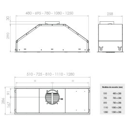 Встраиваемая вытяжка Pando GTI/725 INOX V.1050 ECO SEC PLUS