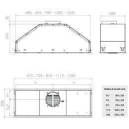 Встраиваемая вытяжка Pando GTI/725 NEGRO V.1050 ECO SEC PLUS