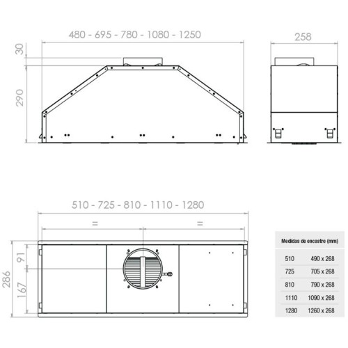 Встраиваемая вытяжка Pando GTI/725 NEGRO V.1050 ECO SEC PLUS