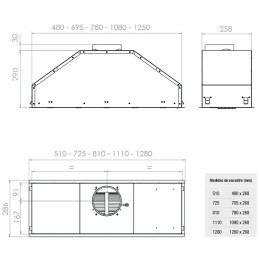 Встраиваемая вытяжка Pando GTI/810 INOX V.1050 ECO SEC PLUS