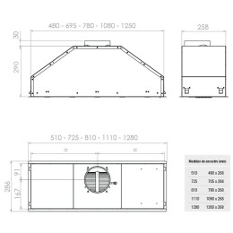 Встраиваемая вытяжка Pando GTI/810 INOX V.850 SEC