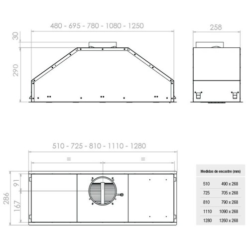 Встраиваемая вытяжка Pando GTI/810 NEGRO V.1050 ECO SEC PLUS