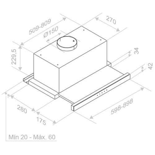 Встраиваемая вытяжка Pando IES/60 IX TOUCH CT BLANCO 850 SEC