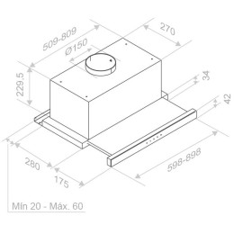 Встраиваемая вытяжка Pando IES/60 IX TOUCH CT NEGRO 850 SEC