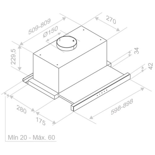 Встраиваемая вытяжка Pando IES/90 IX TOUCH CT BLANCO 850 SEC