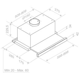 Встраиваемая вытяжка Pando IES/90 IX TOUCH CT NEGRO 850 SEC