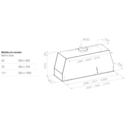 Встраиваемая вытяжка Pando NCR/111 IX-CR.BLANCO V.850 SEC