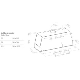 Встраиваемая вытяжка Pando NCR/52 INOX-CR.NEGRO V.850 SEC