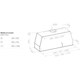 Встраиваемая вытяжка Pando NCR/78 IX-CR.BLANCO V.850 SEC