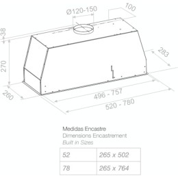Встраиваемая вытяжка Pando NEO/78 INOX V. 830 SEC