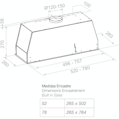 Встраиваемая вытяжка Pando NEO/78 INOX V. 830 SEC