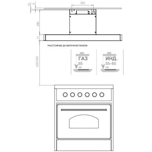 Встраиваемая вытяжка Pando TIS/90 CR.BLANCO V.850