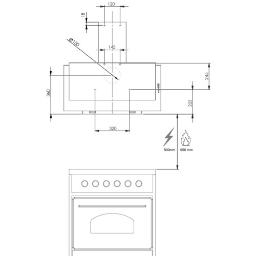 Вытяжка Pando P-730/90 CR NE V. 1050 SEC PLUS