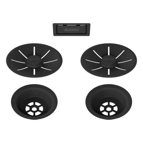 Отводная арматура Blanco InFino® с переливом черный матовый две чаши 239979