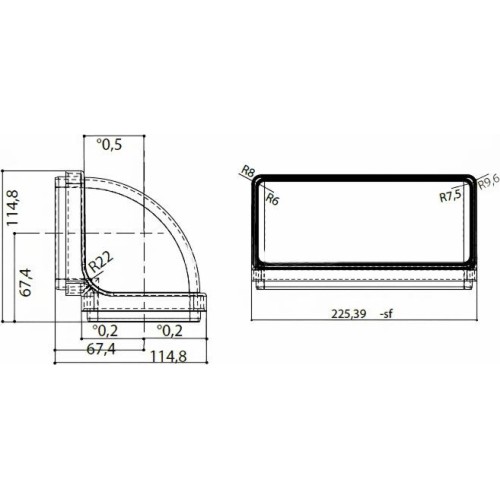 Воздуховод вертикальный угловой Faber CRV90 220х90мм