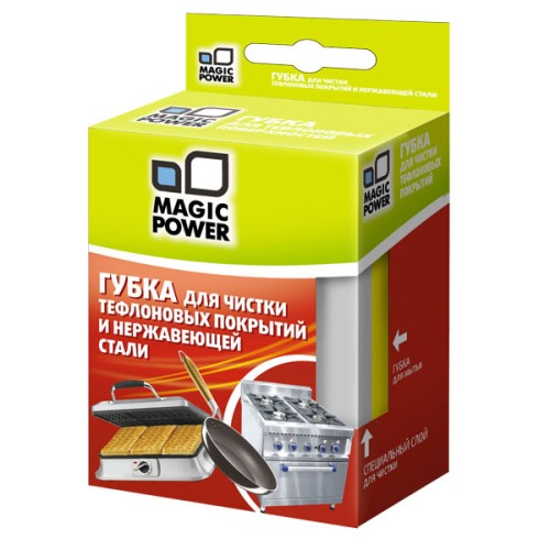 Губка для чистки тефлоновых покрытий и нержавеющей стали Magic Power MP-509