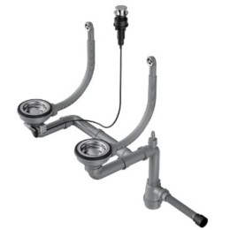 Арматура для двухчашевых моек с круглым переливом и клапаном-автоматом Omoikiri WK-2-R-IN-A