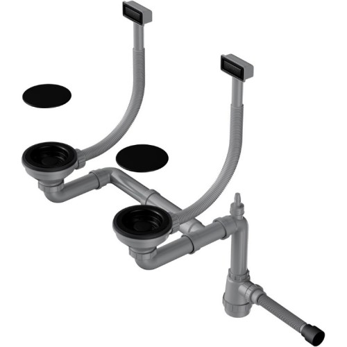 Арматура для двухчашевых моек с прямоугольными переливами Omoikiri WK-2C GB