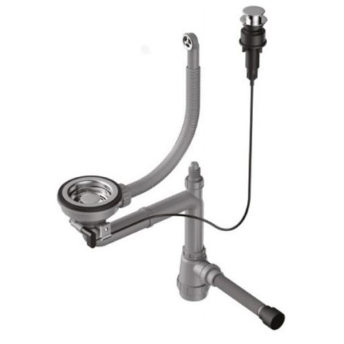 Арматура для одночашевых моек с круглым переливом и клапаном-автоматом Omoikiri WK-1-R-IN-A