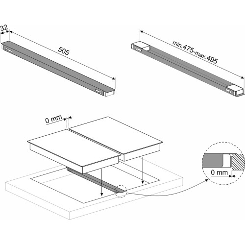 Соединительная планка для встраиваемых варочных панелей Smeg LGCN