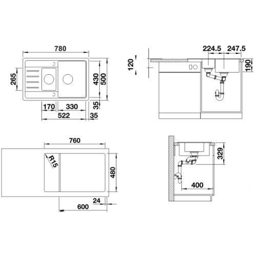 Мойка BLANCO Legra 6 S Compact SIlgranit антрацит