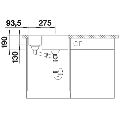 Мойка BLANCO SUBLINE 340/160-U Silgranit кофе, чаша слева