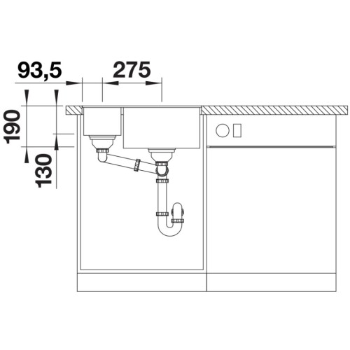 Мойка BLANCO SUBLINE 340/160-U Silgranit кофе, чаша справа