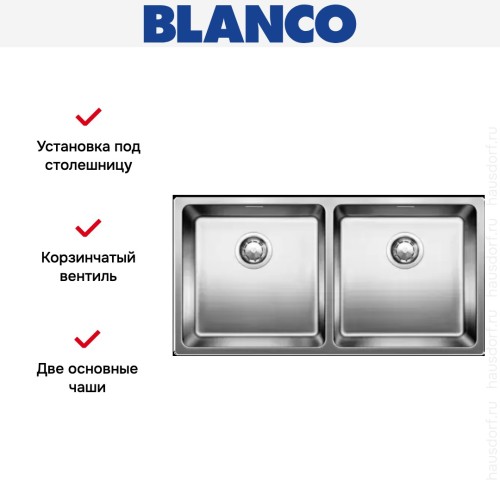 Мойка Blanco Andano 400/400-U нержавеющая сталь