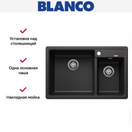 Мойка BLANCO LEGRA 8 SIlgranit антрацит, чаша слева