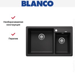 Мойка BLANCO LEGRA 8 SIlgranit антрацит, чаша слева