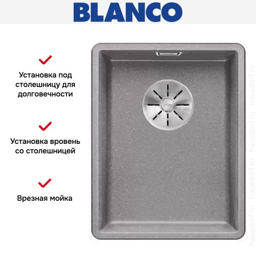 Мойка Blanco SUBLINE 320-F отводная арматура InFino® алюметаллик