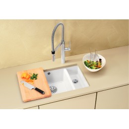 Мойка Blanco SUBLINE 350/150-U керамика отводная арматура InFino® черный