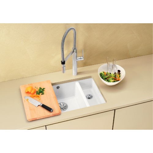 Мойка Blanco SUBLINE 350/150-U керамика отводная арматура InFino® черный