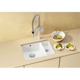 Мойка Blanco SUBLINE 350/150-U керамика отводная арматура InFino® серый алюминий