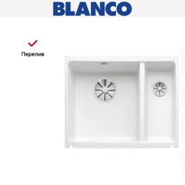 Мойка Blanco SUBLINE 350/150-U керамика отводная арматура InFino® глянцевый белый